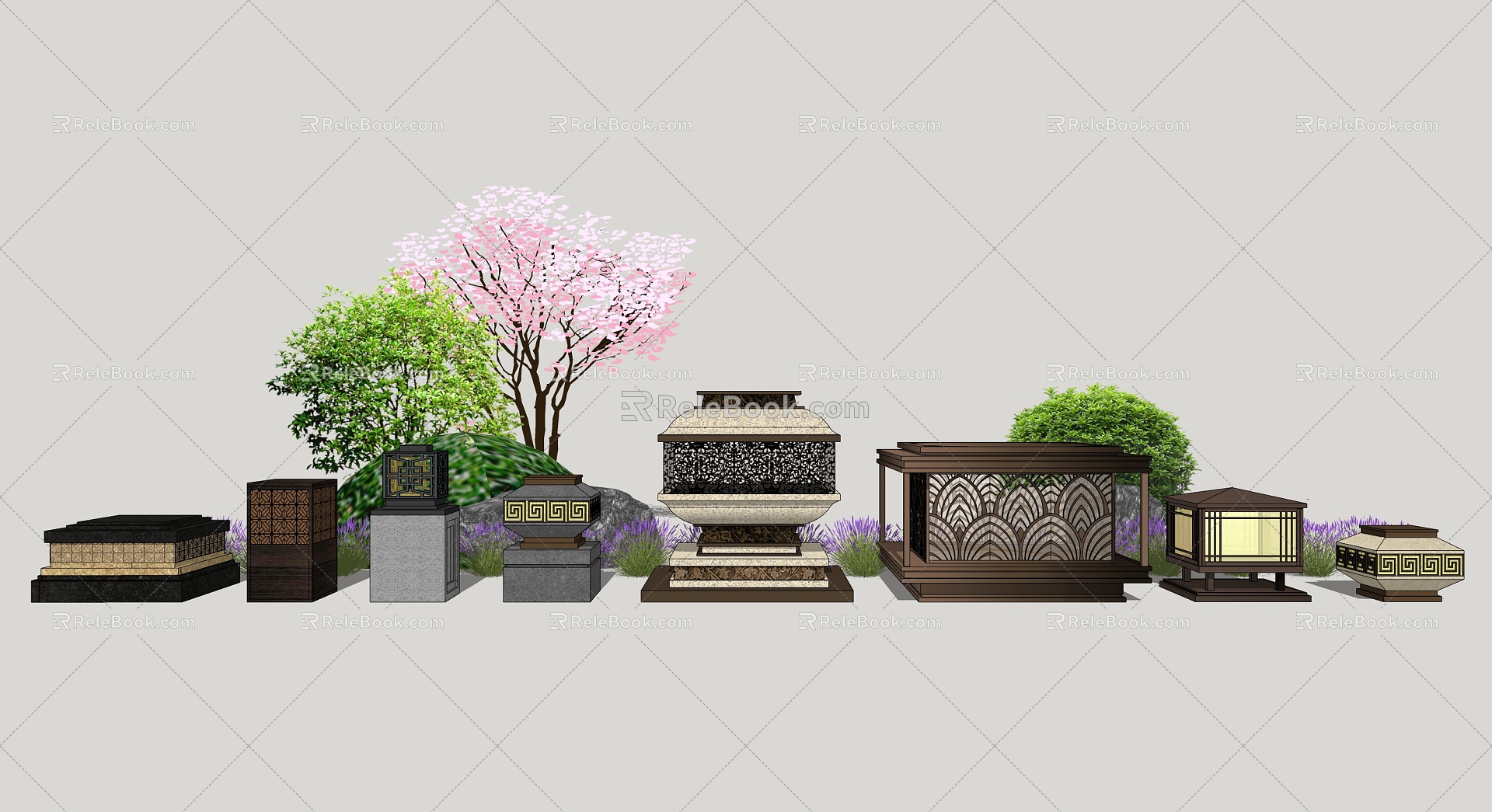 New Chinese lawn lamp garden lamp 3d model