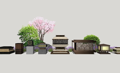 New Chinese lawn lamp garden lamp 3d model