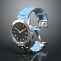 Modern Metallic Watch Featuring Silver Stainless Steel Strap And Black Dial With Index Markers