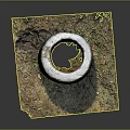 Traditional Earthenware Pot With Weathered White And Brown Surface On Mossy Mat