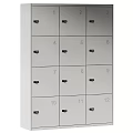 Light Wood Lockers With Numbered Doors Arranged In Multiple Rows