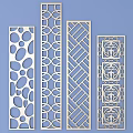 Wooden Carved Lattice Window Panels With Various Decorative Patterns For Interior Design 3d model
