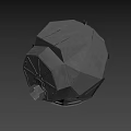 Circular Industrial Viewport Structure With Metal Frame And Geometric Panels