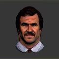 Cartoon Style Male Character Head With Dark Hair Mustache Shirt Tie And Gray Background Reflection