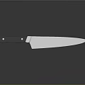 Sharp Kitchen Knife With Black Handle And Silver Blade On Grey Background