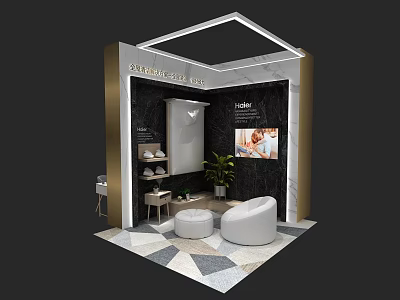 Global Style Home Window Display With Mirror Display Shelves Plants And Seating 3d model