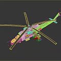 Military Attack Helicopter Featuring Camouflage Paint Multiple Rotors And Weapon Systems
