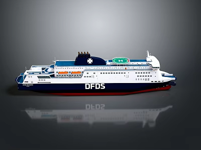 DFDS White And Blue Modern Passenger Ferry Water Transport Exterior Design 3d model