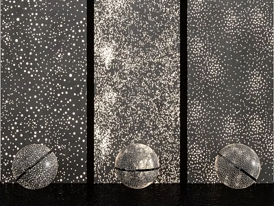 Dark Wall Design With White Dotted Patterns And Spherical Accents 3d model