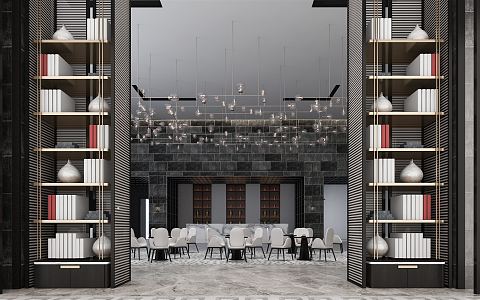 Light Luxury Hall Restaurant Hotel Lobby 3d model