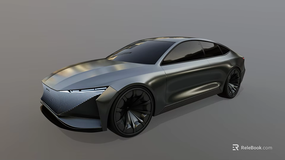 Sleek Electric Concept Car with Futuristic Front Fascia Large Wheels and Streamlined Body 3d model 