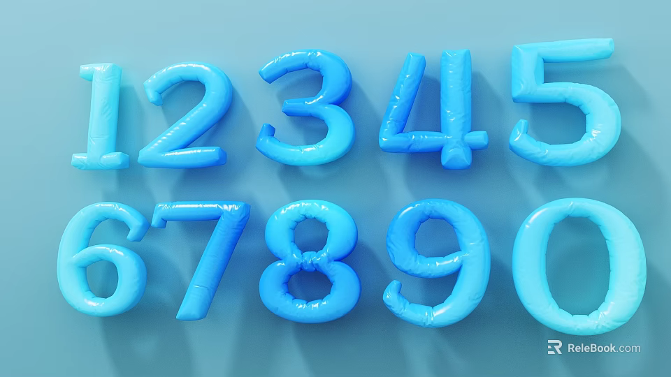 Blue Inflatable Numbers 0 to 9 for Decorative and Party Supplies 3d model 