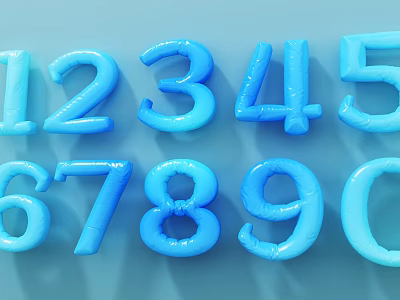 Blue Inflatable Numbers 0 to 9 for Decorative and Party Supplies 3d model