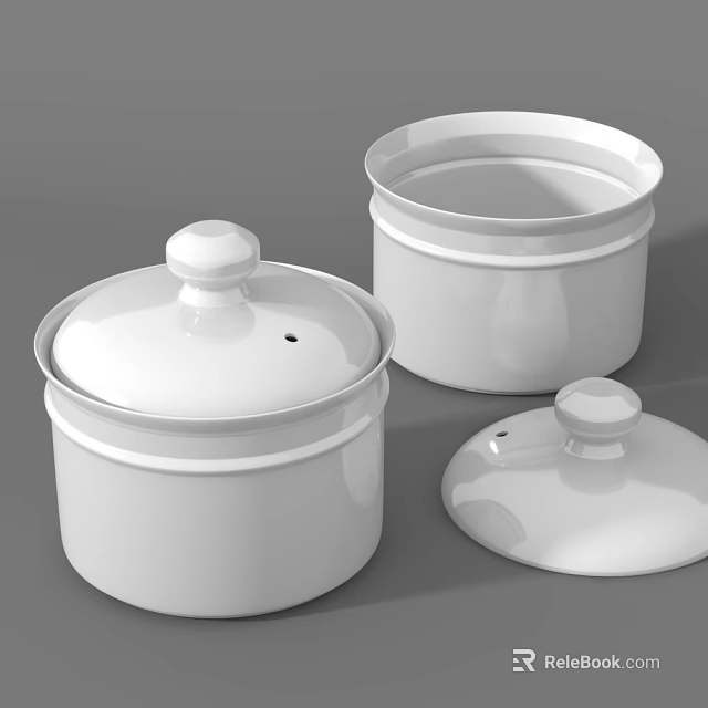 Stylish White Kitchenware Containers With Lids For Home Storage 3d model 