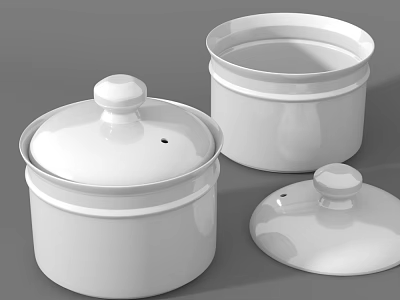 Stylish White Kitchenware Containers With Lids For Home Storage 3d model