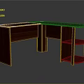 Wooden L Shaped Office Desk With Shelves And Natural Wood Finish
