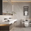 Modern Luxury Bathroom Design With Marble Walls Smart Toilet Glass Shower And Large Mirror