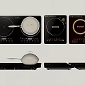 Electric Induction Cooktops From Midea SUPOR Brands With Frying Pan And Bases