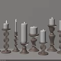 Ornate Standing Candle Lamps With Intricate Carved Bases And White Candles
