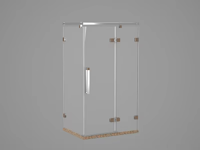 Transparent Glass Shower Sauna With Metal Frame Door And Wooden Base Design 3d model