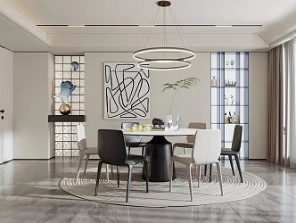 modern dining room living room 3d model