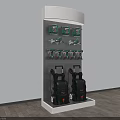 BOSCH Power Tools Display On White Multi Tiered Retail Rack With Wheeled Equipment 3d model