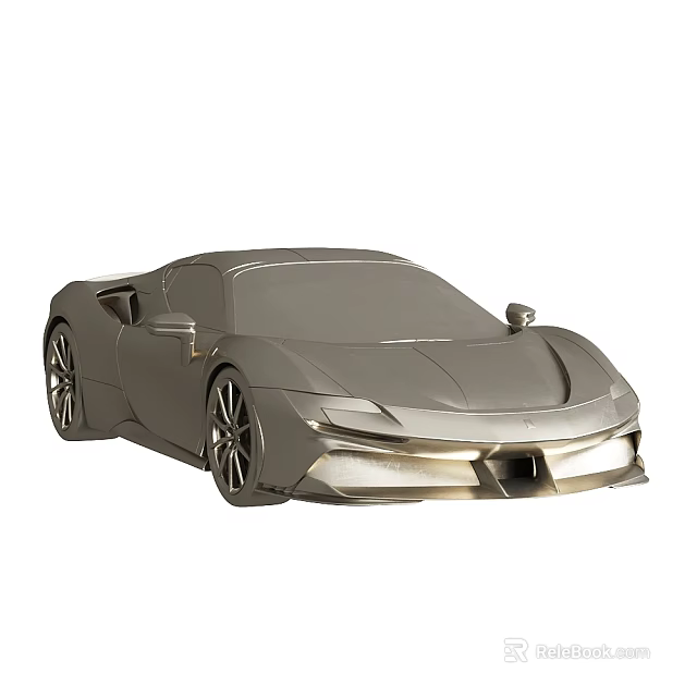 Silver Metallic Sports Car Model Decorative Ornament Figurine Set for Home Decor 3d model 