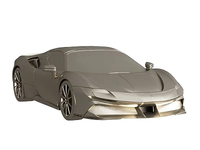 Silver Metallic Sports Car Model Decorative Ornament Figurine Set for Home Decor 3d model