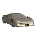 Silver Metallic Sports Car Model Decorative Ornament Figurine Set for Home Decor