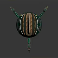 Green Mechanical Creature With Brown Top And Leg Like Metallic Structures 3d model