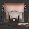 Brown Vintage Leather Crossbody Bag With Textured Surface And Metal Buckles
