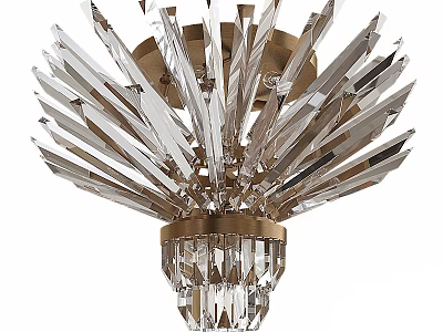 Elegant Modern Crystal Chandelier With Radiant Clear Crystal Spikes And Golden Metal Base 3d model