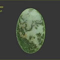 Natural Wood Stone Decorative Item Featuring Oval Form And Colorful Patterns In White Green Orange