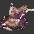 3D Anime Character With Cat Ears Pink Hair And Stylish Purple Dress