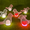 Bird Shaped Outdoor Lights With Wire Mesh Design And Colorful LED Glow