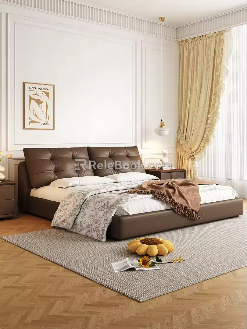 Modern Double Bed 3d model