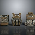 Tactical Vests With Camouflage Patterns And Brown Straps In Different Designs