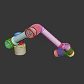 Red And Silver Robotic Arm With Flexible Joints For Industrial Applications