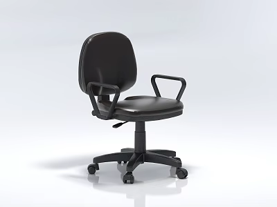 Black Leather Office Chair with Armrests and Wheels for Home Workspace Use 3d model