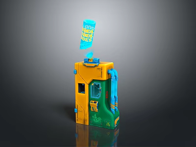 Colorful Toy Vending Machine With Happy Meal Label In Yellow Green For Kids 3d model