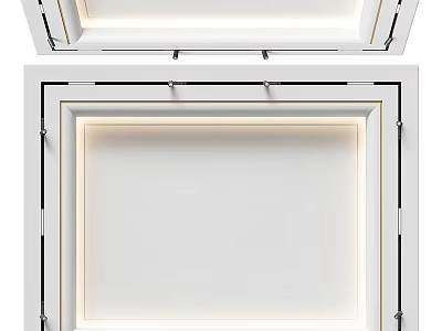 Modern Minimalist Ceiling Design With Recessed Lighting And Clean White Frame Lines 3d model