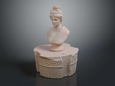 Medical Device Human Anatomical Bust Model With Marble Carved Base For Education 3d model