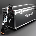 Futuristic Rifle 3D Rendered with Black and Orange Details Scope and Tactical Accessories
