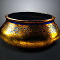 Golden Decorative Furniture Bowl With Intricate Blue Patterns And Ornate Design