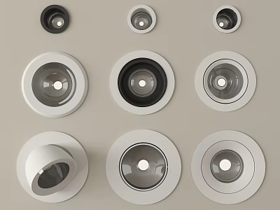 Modern Downlights And Spotlights With Various Round Designs For Home Ceiling Lighting 3d model