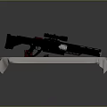 Modern Tactical Weapon Rifle With Scope Red Magazine On White Display Stand