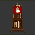 Antique Wooden Cabinet With Gold Carved Accents Red Lining Mirror And Drawers Vintage Design