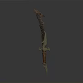 Ancient Decorative Knife With Unique Blade Shape And Ornate Hilt Design