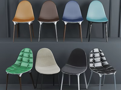 Modern Dining Chairs In Multiple Colors And Different Stylish Designs For Home Use 3d model