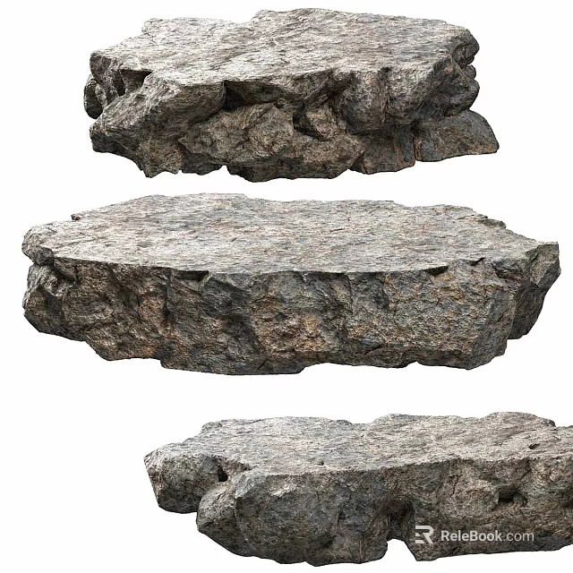 Rustic Natural Stone Coffee Table with Rough Texture and Unique Shape 3d model 